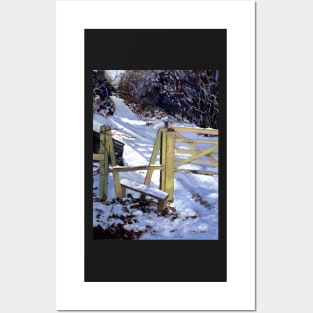 Snowy footpath painting in gouache Posters and Art